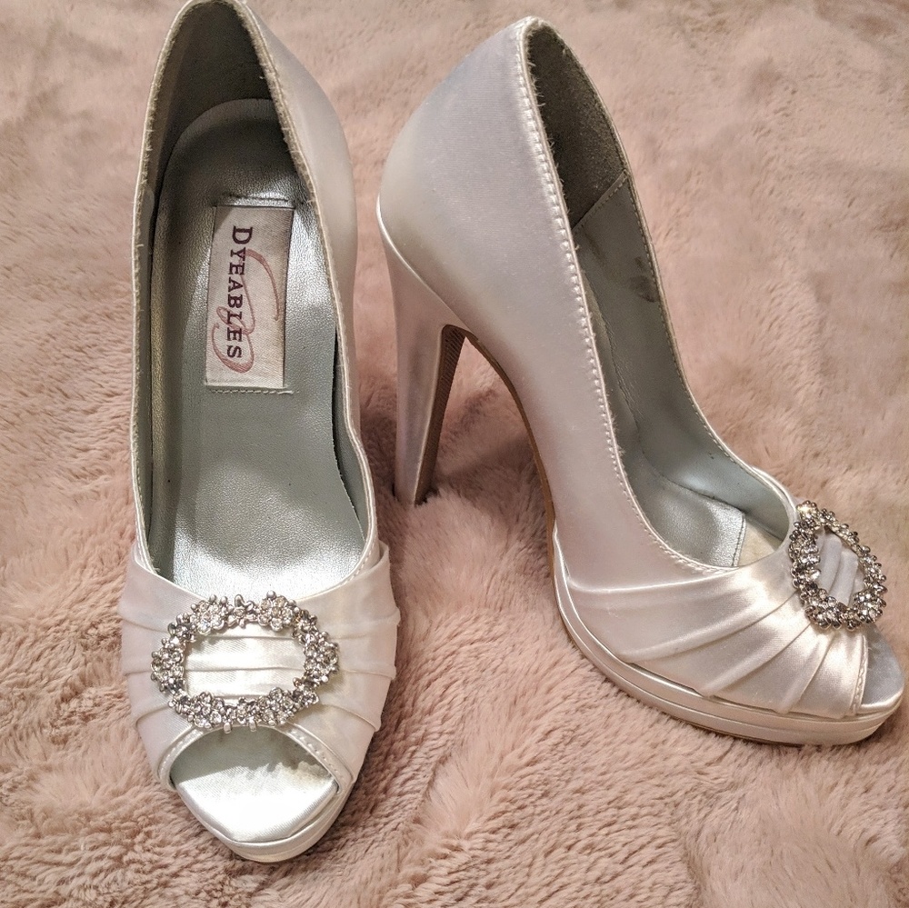 White satin Wedding Heels